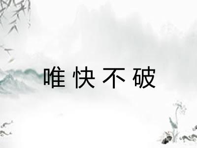 唯快不破