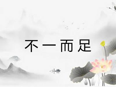 不一而足 不一而足