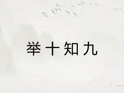 举十知九 举十知九